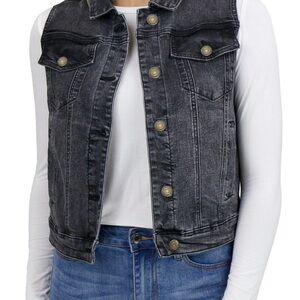 Grace & Lace Washed Black Denim Vest XL